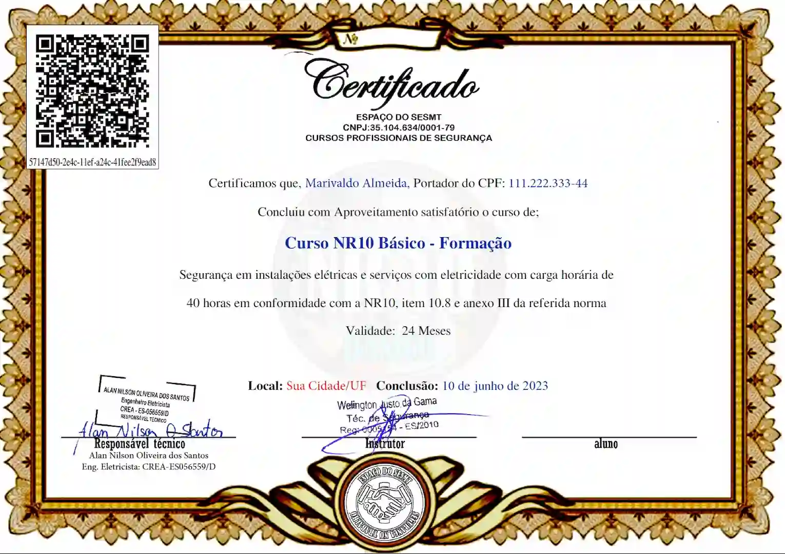 certificado nr10