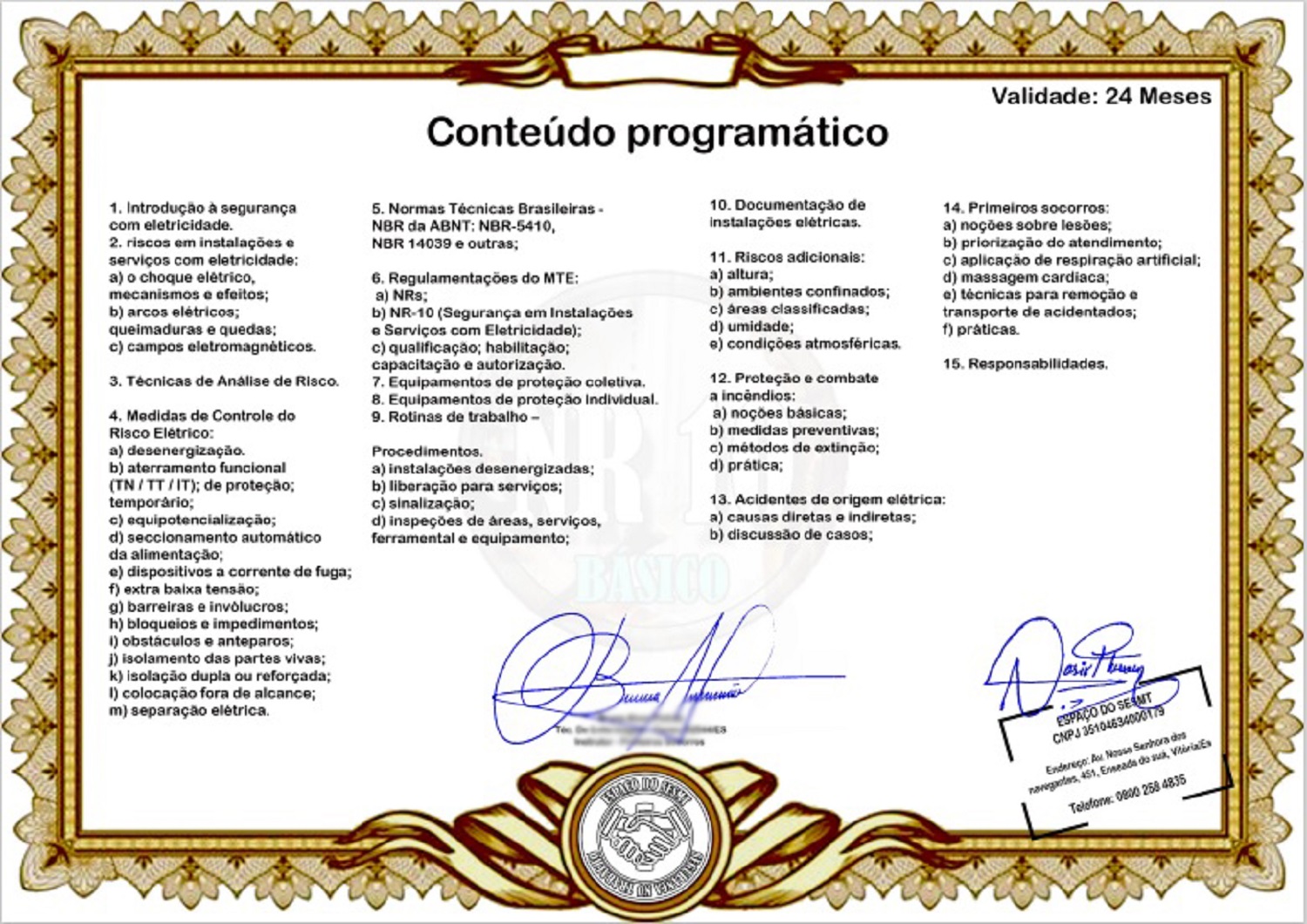 CERTIFICADO NR 10